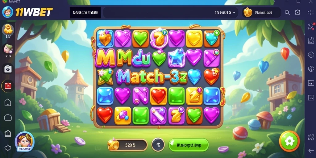 Tampilan gameplay Match-3 yang penuh warna dan menantang.