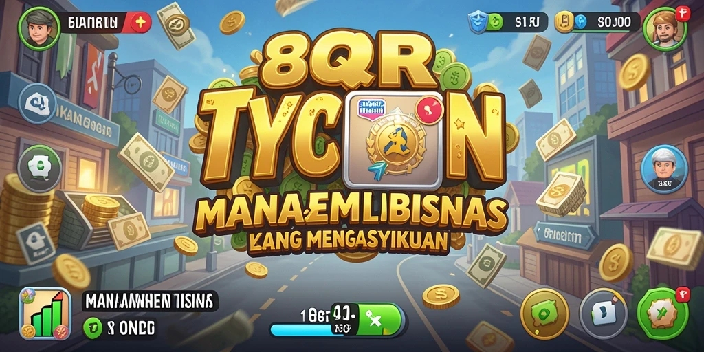 Screenshot gameplay 8QR menampilkan manajemen bisnis yang dinamis.