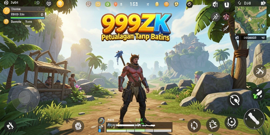 Tangkapan layar dari gameplay menarik 999ZK dalam dunia terbuka.