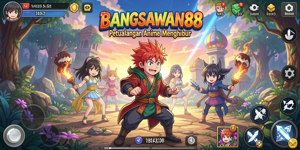 Tampilan gameplay menarik dari BANGSAWAN88 dengan karakter anime ikonik.