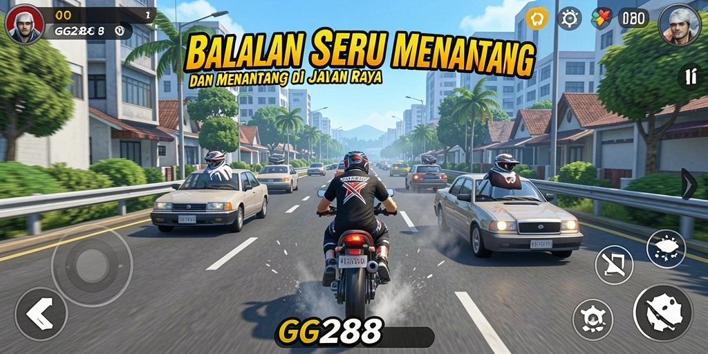 Tangkapan layar <strong>GG288</strong> menampilkan balapan seru di malam hari dengan efek cahaya yang memukau.