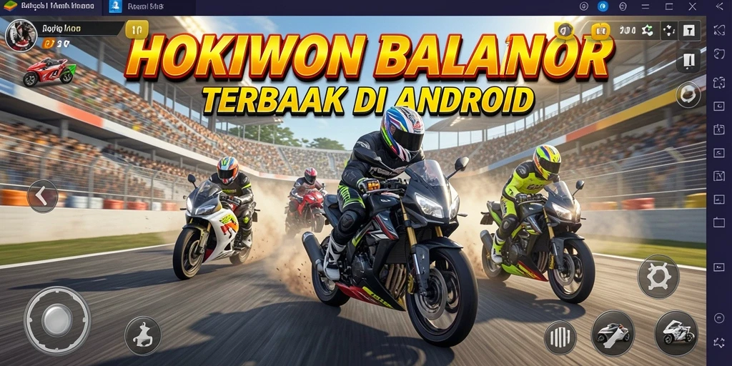 Screenshot HOKIWON menampilkan aksi balapan motor yang mendebarkan di lintasan.