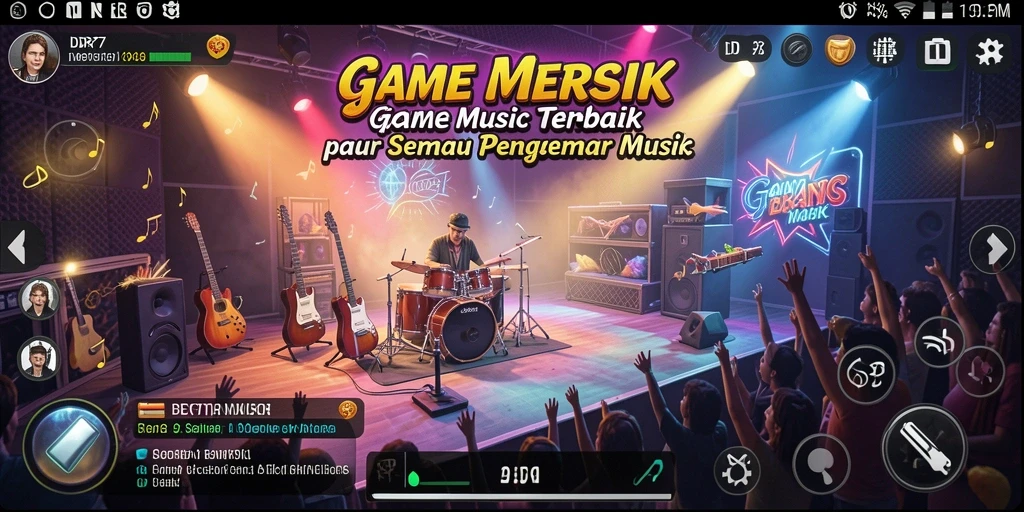 Tampilan screenshot menunjukkan aksi seru dalam permainan musik IDR77.
