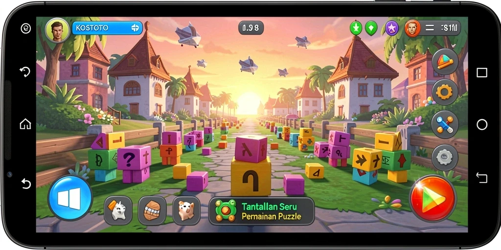Screenshot utama KOSTOTO menampilkan gameplay Puzzle yang menantang.