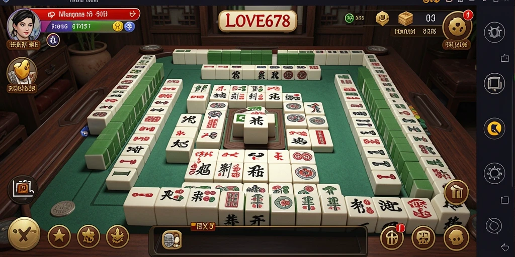 Screenshot gameplay LOVE678 dengan ubin Mahjong yang menarik.