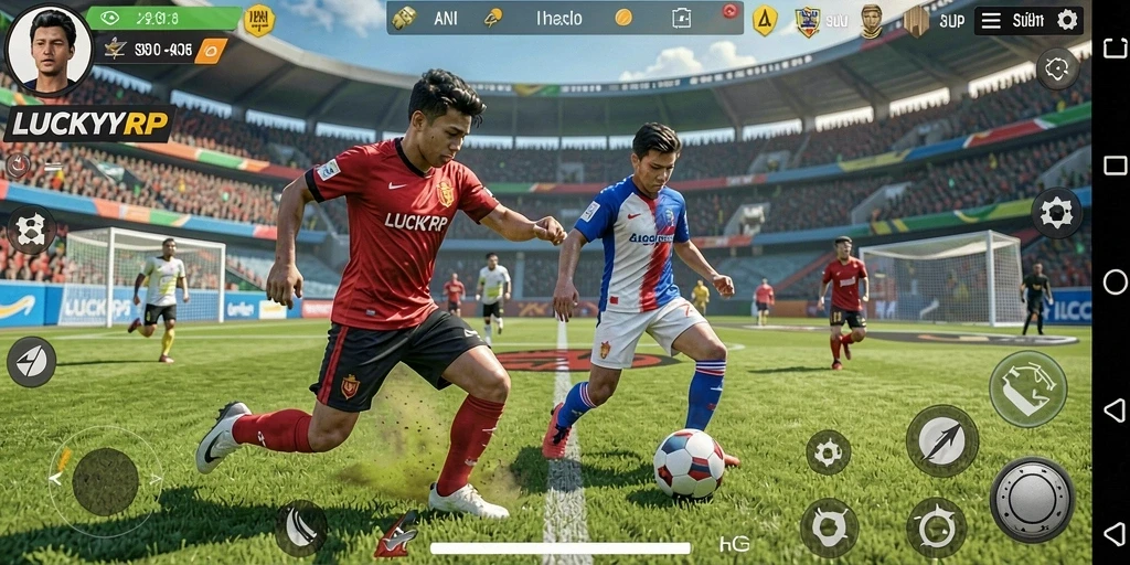 Tampilan gameplay olahraga yang menegangkan dan interaktif.