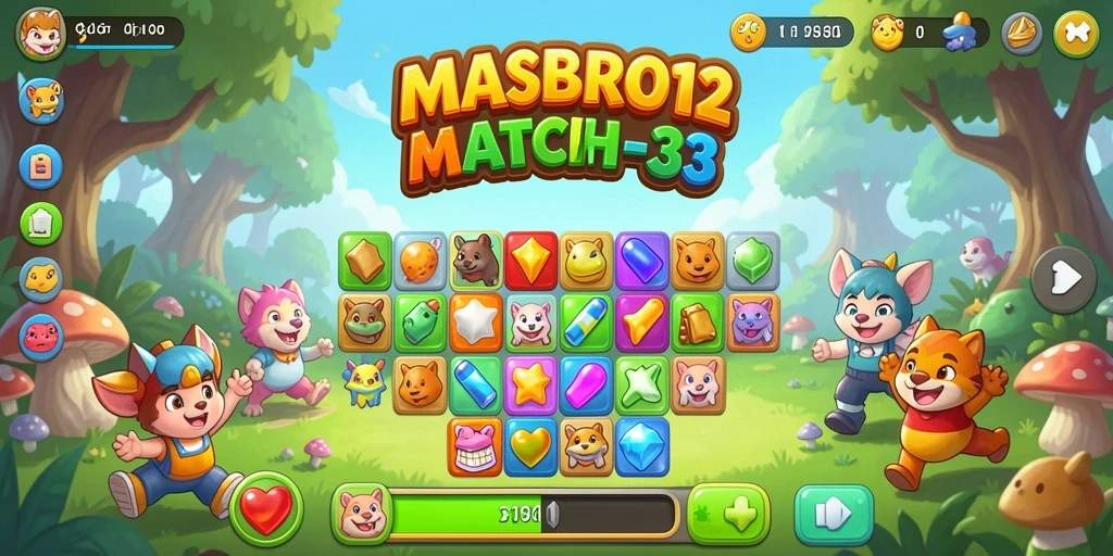 Screenshot gameplay MASBRO12 menunjukkan aksi seru gameplay Match-3.