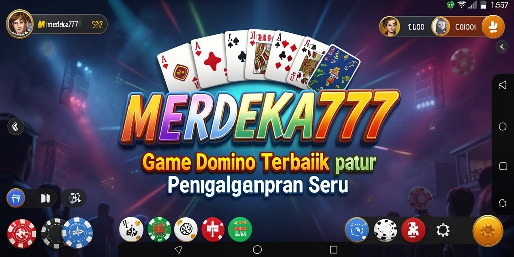 Tampilan menarik dari permainan Domino MERDEKA777 di ponsel.