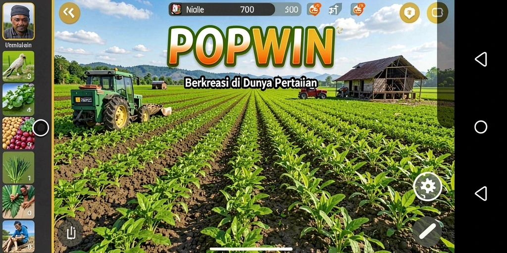 Tampilan menarik dari gameplay POPWIN saat bercocok tanam.