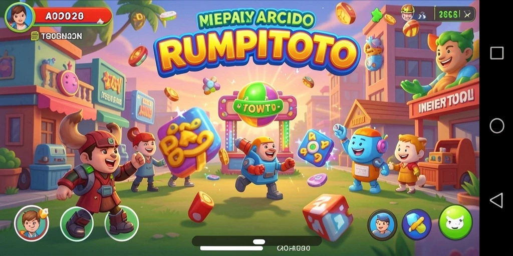 Screenshot gameplay RUMPITOTO yang menunjukkan aksi seru dalam permainan arcade.