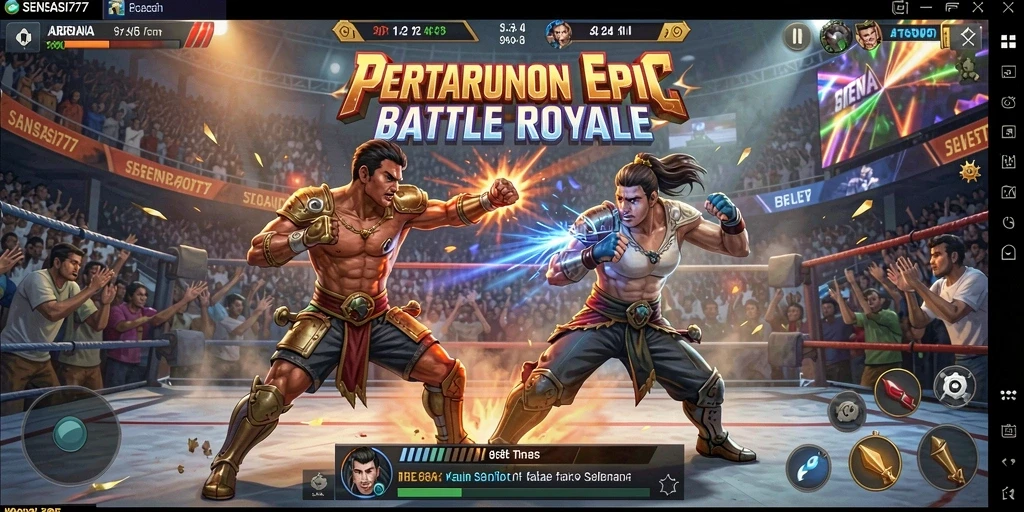 Tampilan seru dalam SENSASI777 dengan pertarungan Battle Royale.