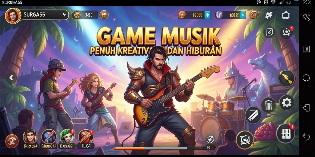 Tampilan gameplay SURGA55 yang menarik dengan berbagai pilihan lagu.